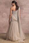 Shop_Tarun Tahiliani_Grey Foil Crinkle One Shoulder Draped Gown_at_Aza_Fashions