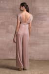 Shop_Tarun Tahiliani_Pink Foil Crinkle Embellished Round Shimmer Draped Jumpsuit _at_Aza_Fashions