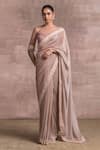 Buy_Tarun Tahiliani_Pink Saree  Foil Crinkle Blouse  Chiffon Embroidery Round Shimmer With _at_Aza_Fashions