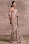 Tarun Tahiliani_Pink Saree  Foil Crinkle Blouse  Chiffon Embroidery Round Shimmer With _Online_at_Aza_Fashions