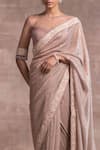 Buy_Tarun Tahiliani_Pink Saree  Foil Crinkle Blouse  Chiffon Embroidery Round Shimmer With _Online_at_Aza_Fashions