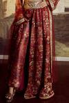 Buy_Tarun Tahiliani_Maroon Cape Tulle, Skirt And Bustier Kasab Satin, Trouser Poly Printed & Set_Online_at_Aza_Fashions