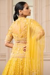 Buy_Tarun Tahiliani_Yellow Silk Organza Brocade Embroidered Floral V Striped Kalidar Lehenga Set _Online_at_Aza_Fashions