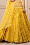 Shop_Tarun Tahiliani_Yellow Silk Organza Brocade Embroidered Floral V Striped Kalidar Lehenga Set _Online_at_Aza_Fashions