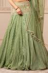 Tarun Tahiliani_Green Silk Organza Brocade Embroidered Floral V Neck Striped Kalidar Lehenga Set _at_Aza_Fashions