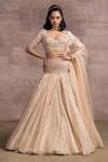 Buy_Tarun Tahiliani_Gold Silk Organza Brocade Embroidery V Neck Kalidar Lehenga Set _at_Aza_Fashions