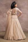Shop_Tarun Tahiliani_Gold Silk Organza Brocade Embroidery V Neck Kalidar Lehenga Set _at_Aza_Fashions