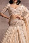 Shop_Tarun Tahiliani_Gold Silk Organza Brocade Embroidery V Neck Kalidar Lehenga Set _Online_at_Aza_Fashions