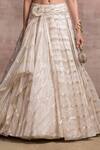 Buy_Tarun Tahiliani_White Silk Organza Brocade Stripes Embroidery Round Draped Lehenga Set _Online_at_Aza_Fashions