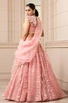 Shop_Tarun Tahiliani_Pink Silk Organza Brocade Stripes Embroidered Mirror Cascade Draped Lehenga Set _at_Aza_Fashions