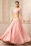 Buy_Tarun Tahiliani_Pink Lehenga  Handloom Fabric Embroidered Paisley Draped And Fluted Blouse Set _Online_at_Aza_Fashions