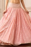 Tarun Tahiliani_Pink Lehenga  Handloom Fabric Embroidered Paisley Draped And Fluted Blouse Set _at_Aza_Fashions