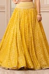 Tarun Tahiliani_Yellow Lehenga  Handloom Fabric Embroidered Draped And Fluted Blouse Set _at_Aza_Fashions