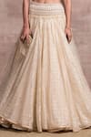 Buy_Tarun Tahiliani_Gold Lehenga Handloom Blouse Fluted Chiffon And Tulle Embroidery Round & Set _Online_at_Aza_Fashions