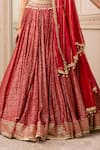 Shop_Tarun Tahiliani_Red Silk Organza Brocade Embroidered Geometric Round Lehenga Set _Online_at_Aza_Fashions