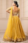 Shop_Tarun Tahiliani_Yellow Silk Organza Brocade Embroidered Geometric Round Lehenga Set _at_Aza_Fashions