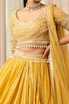 Shop_Tarun Tahiliani_Yellow Silk Organza Brocade Embroidered Geometric Round Lehenga Set _Online_at_Aza_Fashions