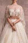 Shop_Tarun Tahiliani_White Silk Organza Brocade Embroidery Sweetheart Asymmetric Cape And Lehenga Set _Online_at_Aza_Fashions