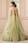 Shop_Tarun Tahiliani_Green Silk Organza Brocade Embroidered Geometric Cape Round Draped Lehenga Set _at_Aza_Fashions