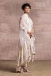 Tarun Tahiliani_White Kurta Chanderi Dhoti  Modal Satin Scarf  Sheer Silk And Pant Set _Online_at_Aza_Fashions