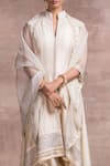 Buy_Tarun Tahiliani_White Kurta Chanderi Dhoti  Modal Satin Scarf  Sheer Silk And Pant Set _Online_at_Aza_Fashions