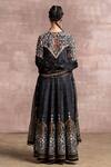 Shop_Tarun Tahiliani_Black Kurta Chanderi Churidar Stretch Net Dupatta Satin Kalidar Set _at_Aza_Fashions
