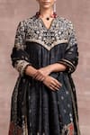 Buy_Tarun Tahiliani_Black Kurta Chanderi Churidar Stretch Net Dupatta Satin Kalidar Set _Online_at_Aza_Fashions