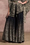 Shop_Tarun Tahiliani_Black Bustier Velvet Cape Satin Organza And Sharara Set _Online_at_Aza_Fashions