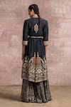 Shop_Tarun Tahiliani_Black Jacket Viscose  Blouse Micro Velvet Sharara Printed And Set _at_Aza_Fashions