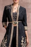 Buy_Tarun Tahiliani_Black Jacket Viscose  Blouse Micro Velvet Sharara Printed And Set _Online_at_Aza_Fashions