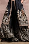 Shop_Tarun Tahiliani_Black Jacket Viscose  Blouse Micro Velvet Sharara Printed And Set _Online_at_Aza_Fashions