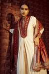 Buy_Tarun Tahiliani_White Handwoven And Monga Mashru Silk Ikat, Mirror, Embroidered Kurta Set_Online_at_Aza_Fashions