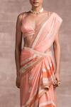 Buy_Tarun Tahiliani_Peach Silk Georgette Handloom Draped Saree With Blouse_Online_at_Aza_Fashions