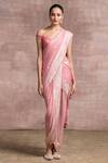 Buy_Tarun Tahiliani_Pink Silk Georgette Handloom Draped Saree With Blouse_at_Aza_Fashions