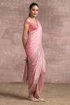 Tarun Tahiliani_Pink Silk Georgette Handloom Draped Saree With Blouse_Online_at_Aza_Fashions