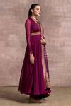 Tarun Tahiliani_Purple Dolly Chiffon Draped Anarkali Set_Online_at_Aza_Fashions