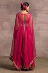 Shop_Tarun Tahiliani_Pink Draped Anarkali Set_at_Aza_Fashions