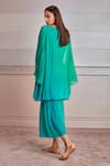 Buy_Tarun Tahiliani_Green Platinum Chiffon Slip Viscose Jersey Embroidery Round Layered Kaftan _Online_at_Aza_Fashions