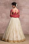Shop_Tarun Tahiliani_White Lehenga Kota Embroidery V Neck Handloom Kalidar Bridal Set _at_Aza_Fashions