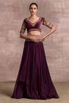 Tarun Tahiliani_Purple Kota Draped Lehenga And Blouse Set_Online_at_Aza_Fashions