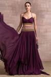 Tarun Tahiliani Purple Lehenga Shot Chiffon V Neck Layered And Blouse Set Online at Aza Fashions Tarun Tahiliani_Purple Lehenga Shot Chiffon V Neck Layered And Blouse Set_Online_at_Aza_Fashions