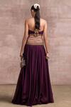 Shop Tarun Tahiliani Purple Lehenga Shot Chiffon V Neck Layered And Blouse Set at Aza Fashions Shop_Tarun Tahiliani_Purple Lehenga Shot Chiffon V Neck Layered And Blouse Set_at_Aza_Fashions