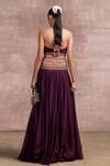 Shop_Tarun Tahiliani_Purple Shot Chiffon Layered Lehenga And Blouse Set_at_Aza_Fashions