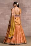 Shop_Tarun Tahiliani_Orange Brocade Embroidery Sweetheart Neck Draped Lehenga Set _at_Aza_Fashions