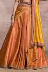 Shop_Tarun Tahiliani_Orange Brocade Embroidery Sweetheart Neck Draped Lehenga Set _Online_at_Aza_Fashions
