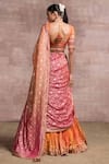 Shop_Tarun Tahiliani_Orange Blouse Brocade Embroidery V Neck Crinkled Lehenga Set _at_Aza_Fashions