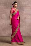 Shop_Tarun Tahiliani_Pink Embroidered Saree With Blouse_at_Aza_Fashions
