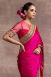 Tarun Tahiliani_Pink Embroidered Saree With Blouse_Online_at_Aza_Fashions