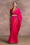 Buy_Tarun Tahiliani_Pink Satin Silk Saree With Blouse_at_Aza_Fashions