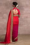 Shop_Tarun Tahiliani_Red Saree Chiffon Embroidery High Neck With Blouse _at_Aza_Fashions